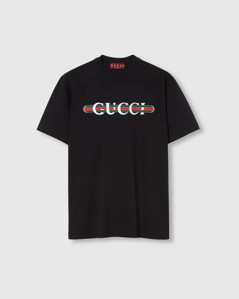 Gucci T-Shirt aus Baumwolljersey Mit Print, Größe Schwarz