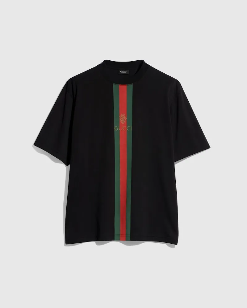 Gucci T-Shirt aus Baumwolljersey mit Print, Größe Schwarz