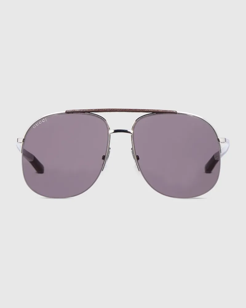 Gucci Sonnenbrille Im Navigator-Stil Silver