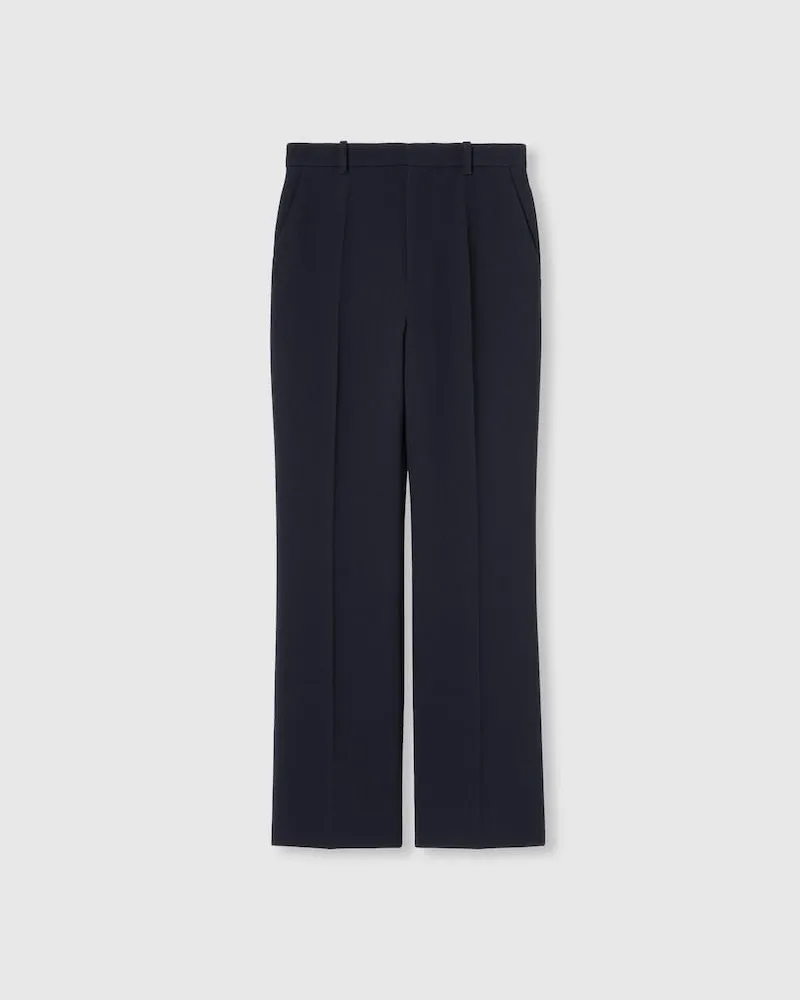 Gucci Hose aus Leichtem Woll-Crêpe Mit Stickerei, Größe Blau