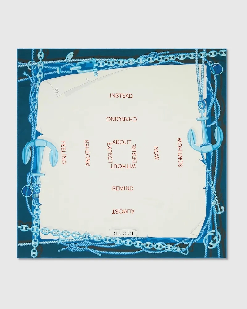 Gucci Vierecktuch aus Seide Mit Print, 90 x 90 Projekt Blau