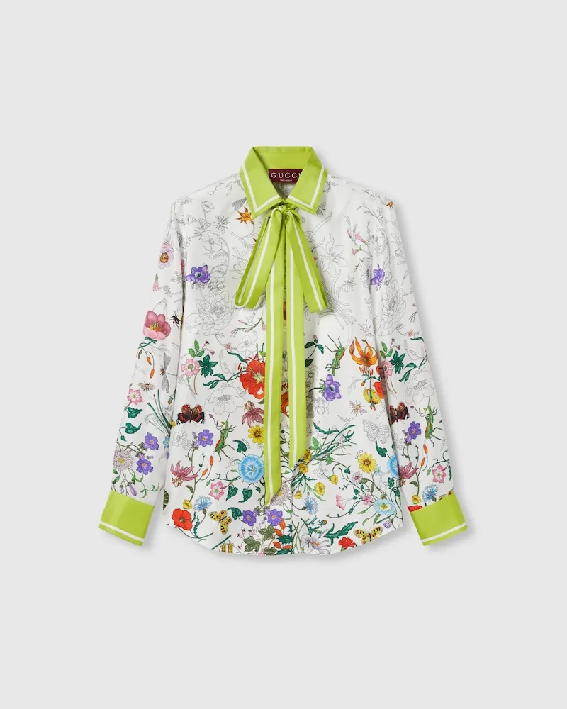 Gucci Bluse aus Seide Mit Print, Größe Weiß