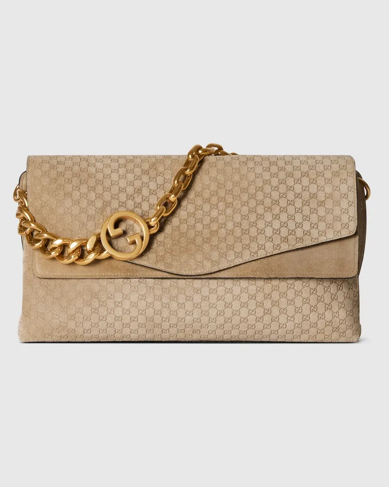 Gucci Große Schultertasche Mit Kette Beige