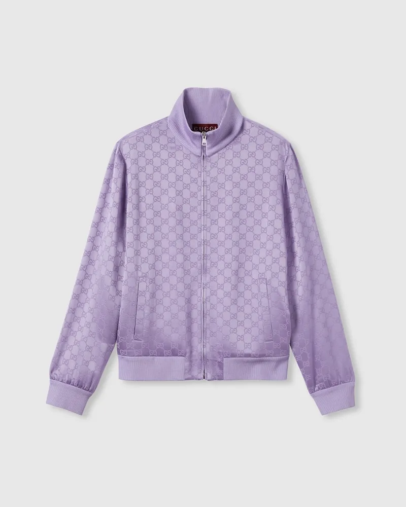 Gucci Jacke aus GG Jacquard Mit Reißverschluss, Größe Violett