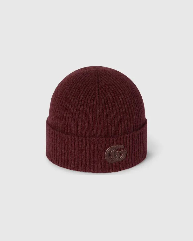 Gucci Mütze aus Kaschmir Mit Patch, Größe Bordeauxrot