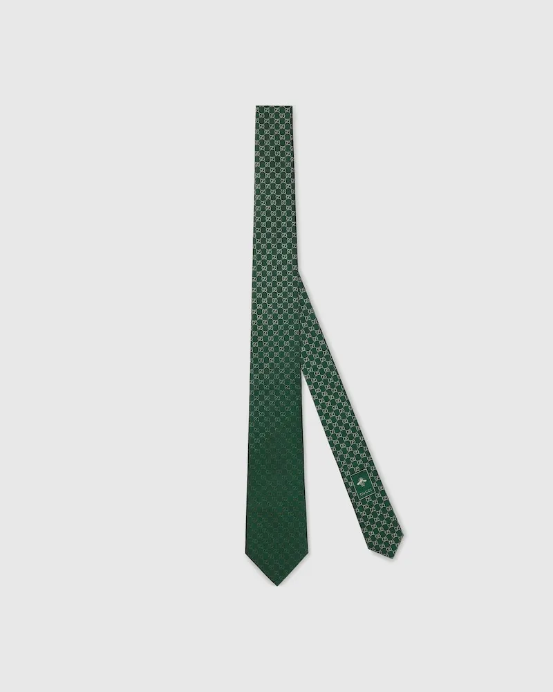 Gucci Krawatte aus GG Seidenjacquard Grün