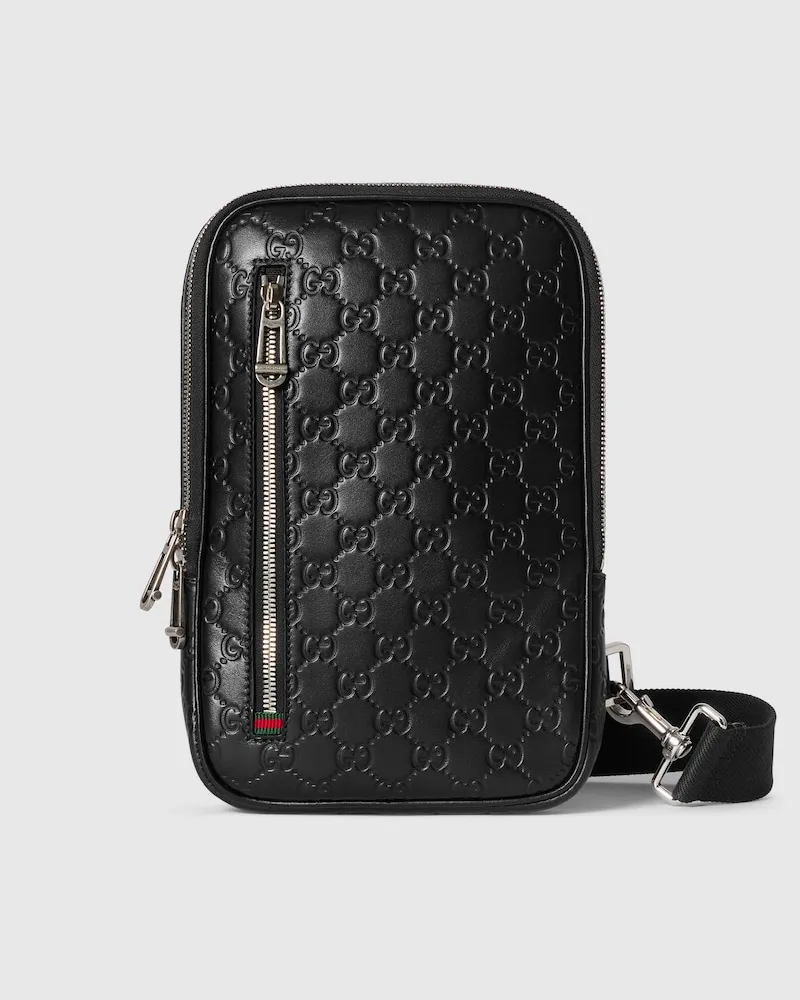Gucci Kleine GG Emblem Umhängetasche Schwarz