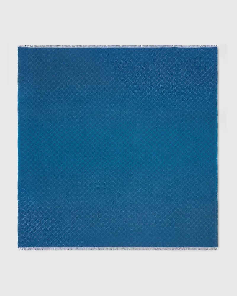 Gucci Halstuch aus Baumwolle Und Wolle Mit GG Lamé Blau
