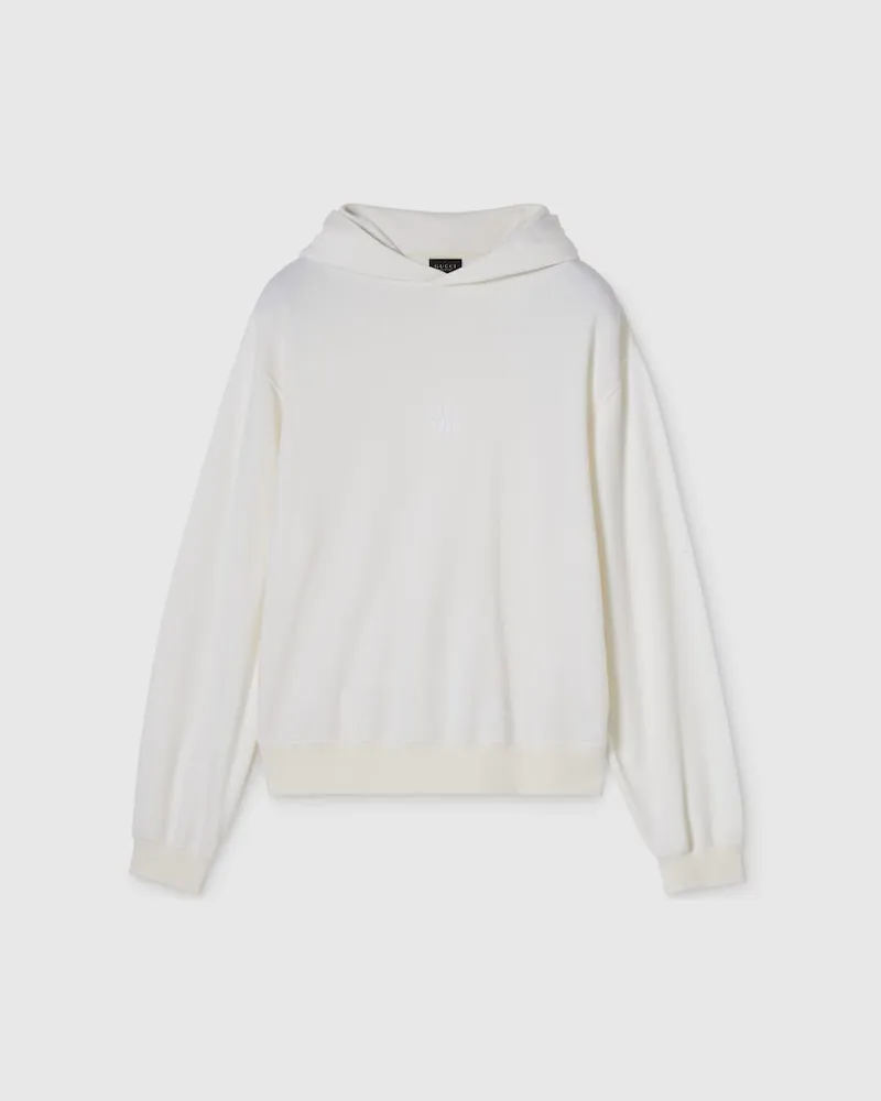 Gucci Sweatshirt aus Kaschmirmischung Mit Stickerei, Größe Weiß
