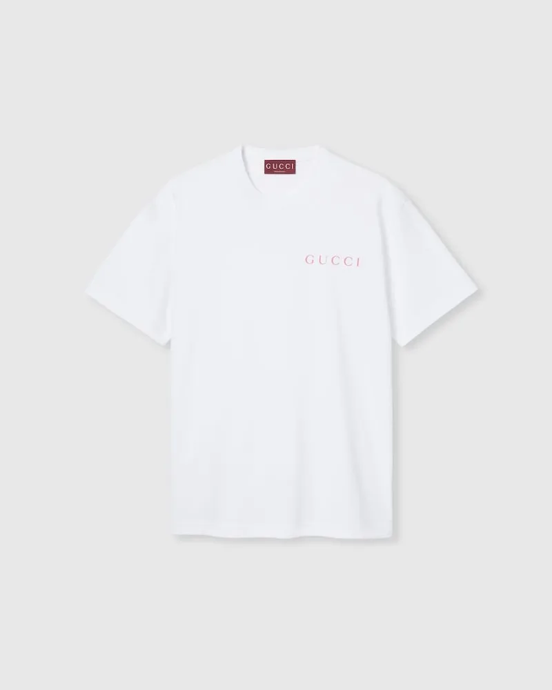 Gucci T-Shirt aus Baumwolljersey Mit Print, Größe Weiß