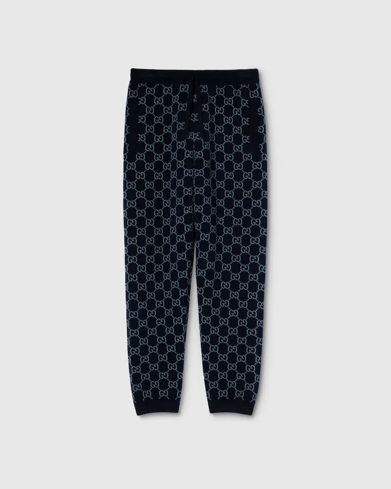 Gucci Freizeithose aus Wollstrick-Doppelgewebe, Größe Blau