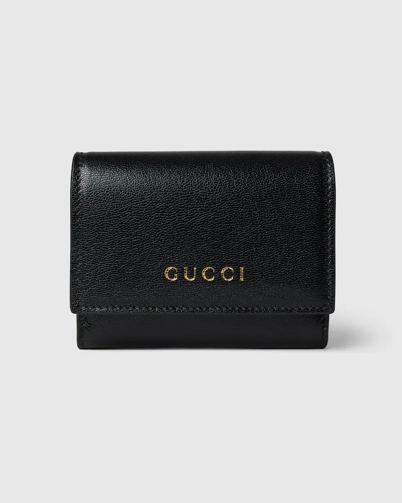 Gucci Zweifach Faltbares Kartenetui mit Schriftzug Schwarz