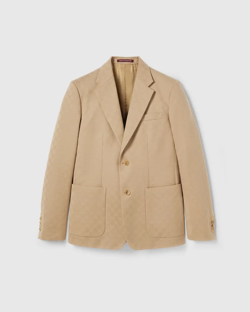 Gucci Jackett aus GG Baumwollgabardine-Jacquard, Größe Beige