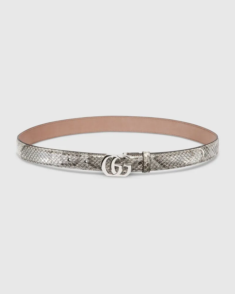 Gucci Cut GG Marmont Thin Belt Silver