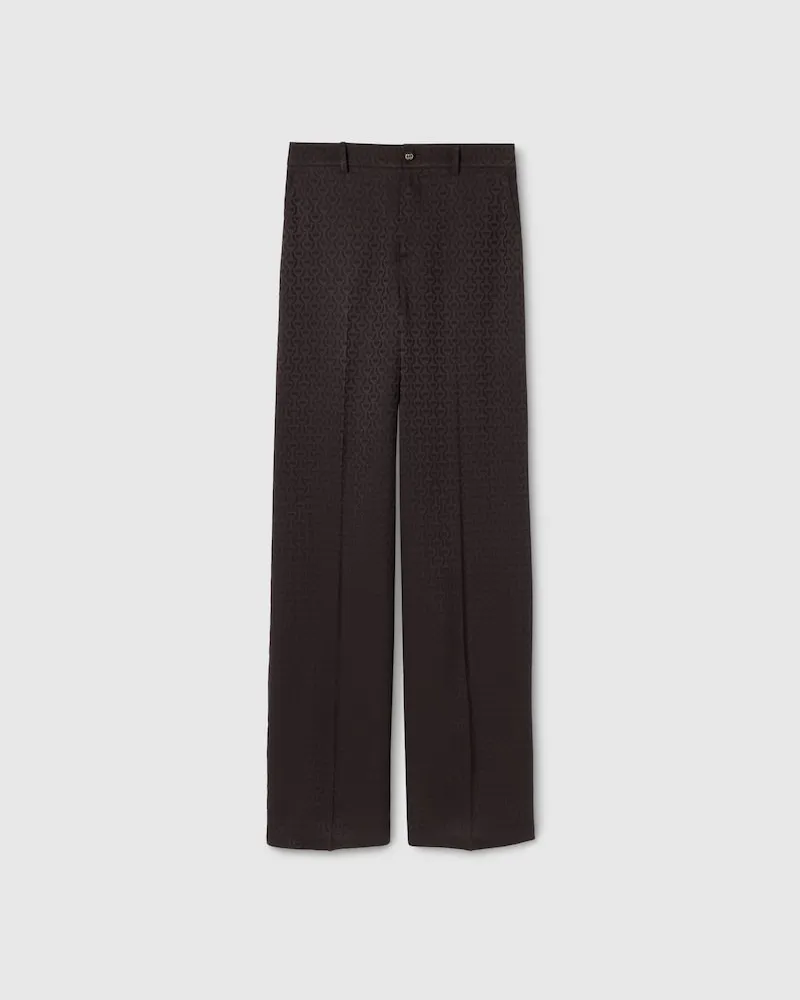 Gucci Hose aus Seidenjacquard Mit Horsebit, Größe Braun