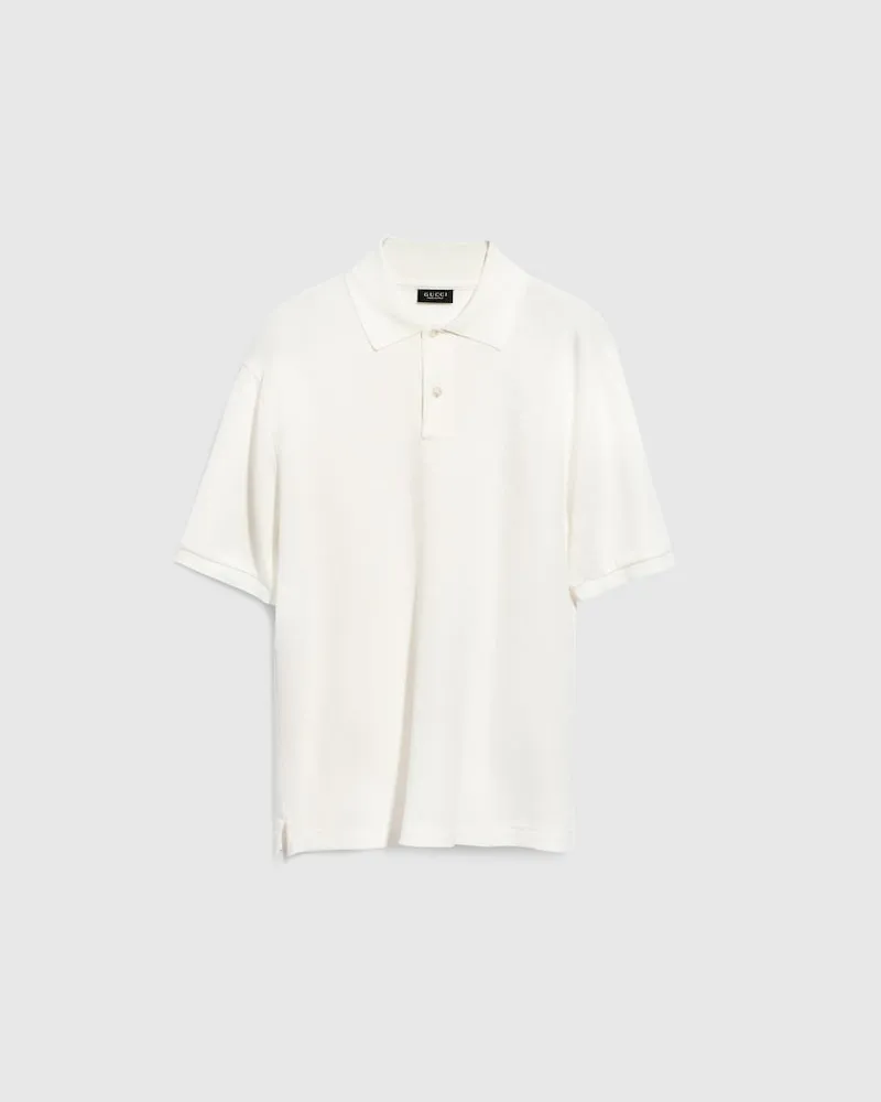 Gucci Poloshirt aus Technischem GG Jersey-Jacquard, Größe Weiß