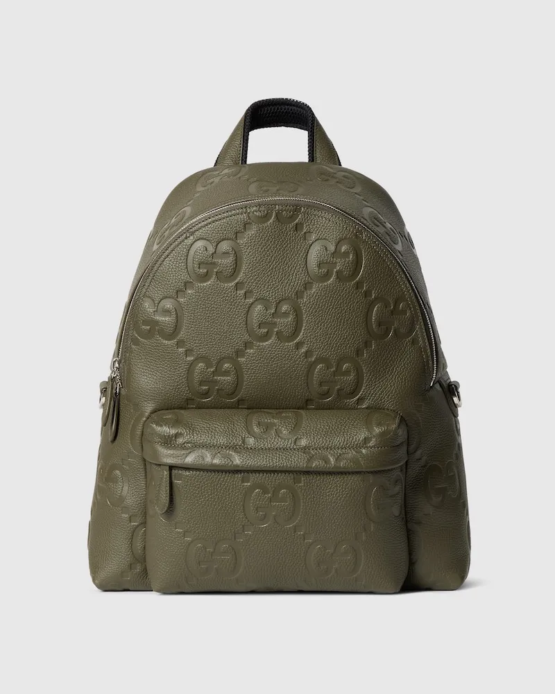 Gucci Mittelgroßer Rucksack Mit Jumbo GG Grün