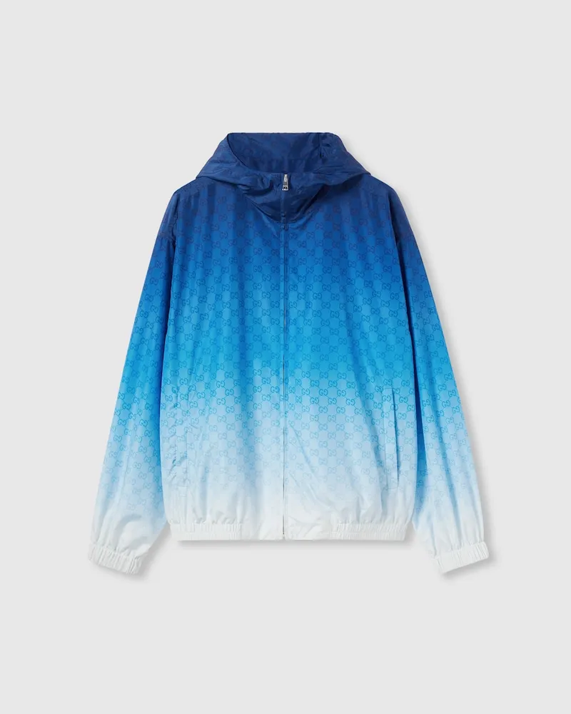 Gucci Jacke aus Technischem Popeline Mit Print Und RV, Größe Blau