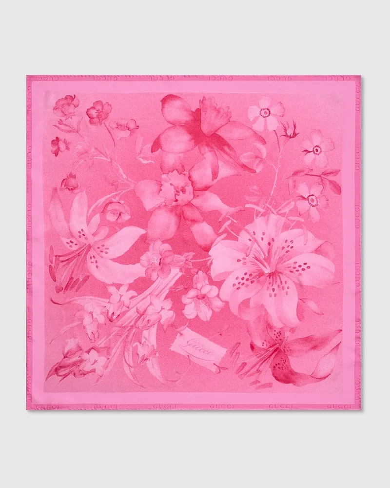 Gucci Vierecktuch aus Seidentwill mit Print Pink