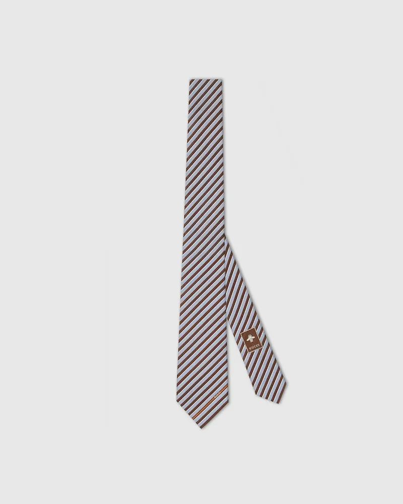 Gucci Krawatte aus Gestreiftem Seidenjacquard Beige