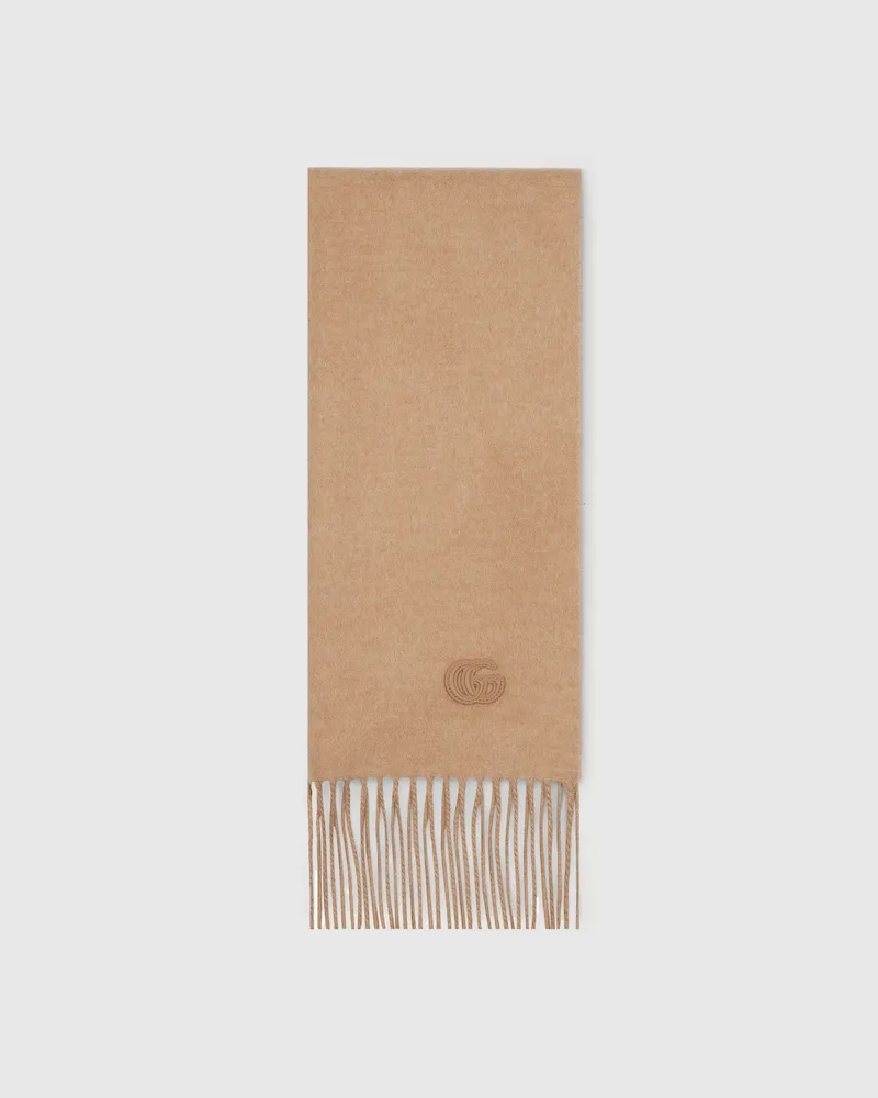 Gucci Schal aus Kaschmir Mit Patch Beige