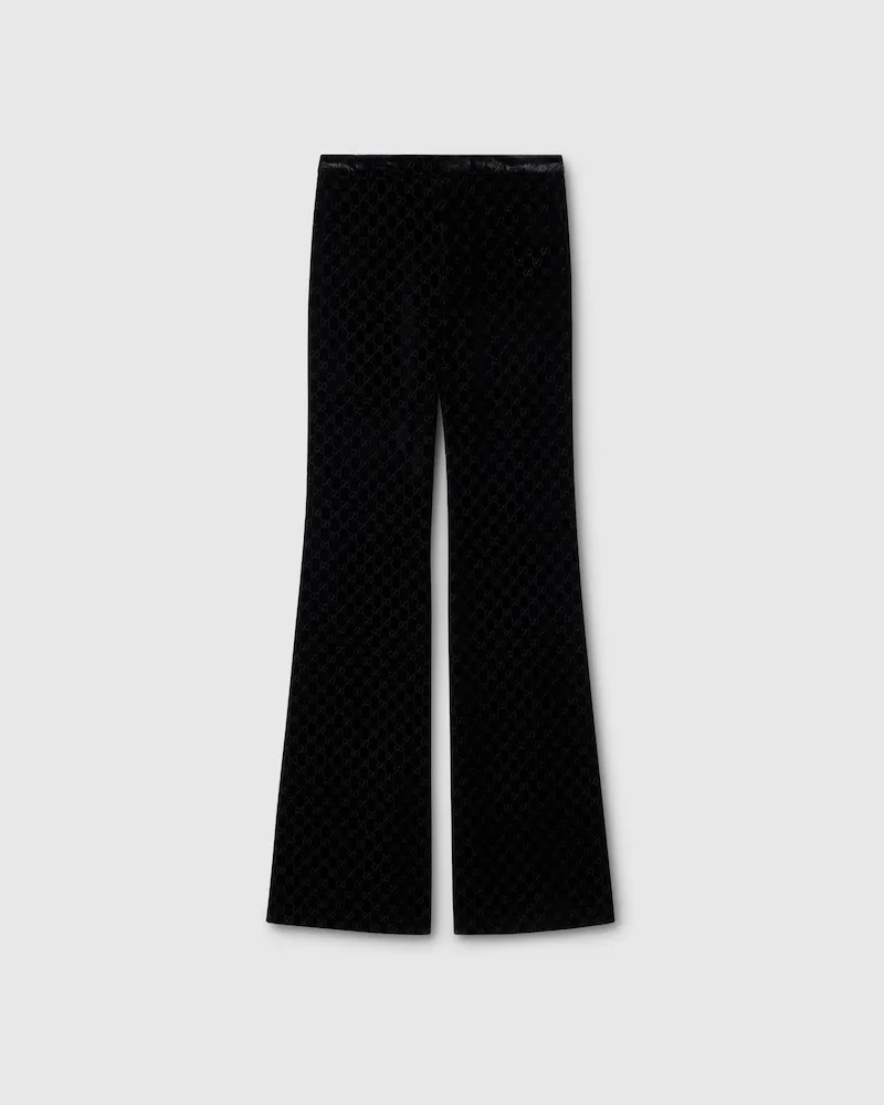 Gucci Hose aus GG Stretch-Dévoré-Samt, Größe Schwarz