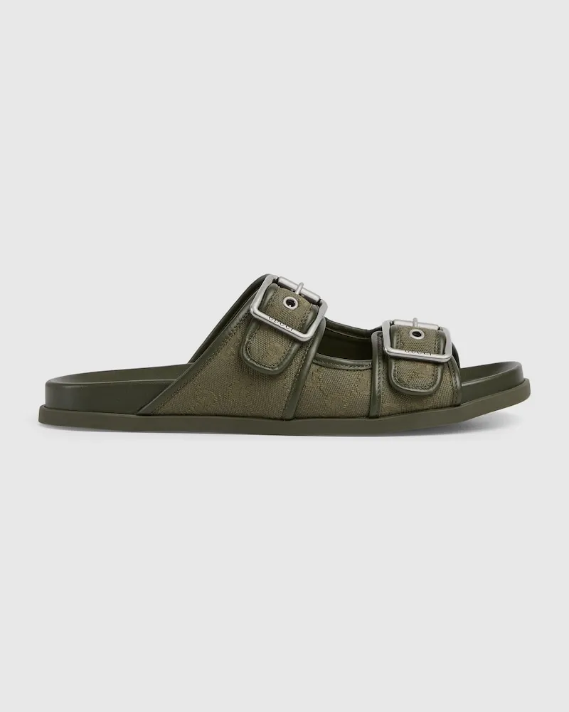 Gucci Herrenpantolette Mit Schnallen, Größe Grün