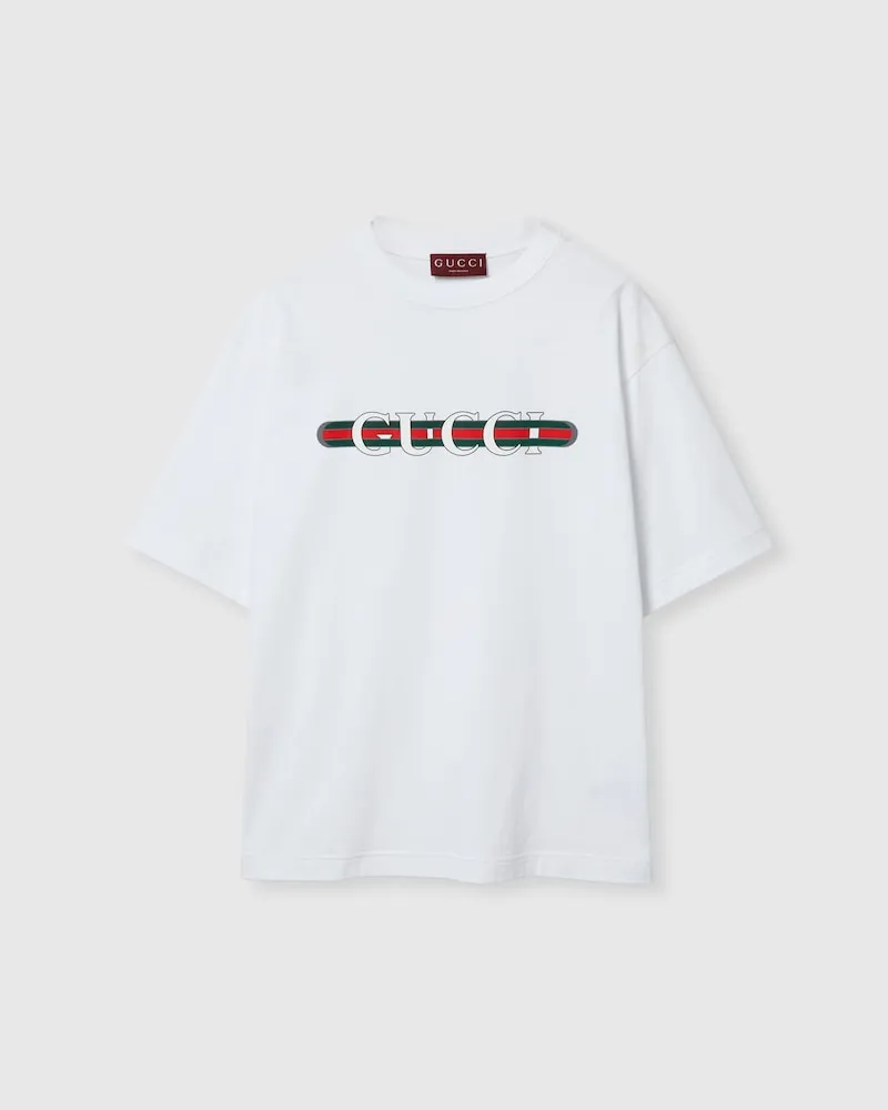 Gucci T-Shirt aus Baumwolljersey Mit Print, Größe Weiß