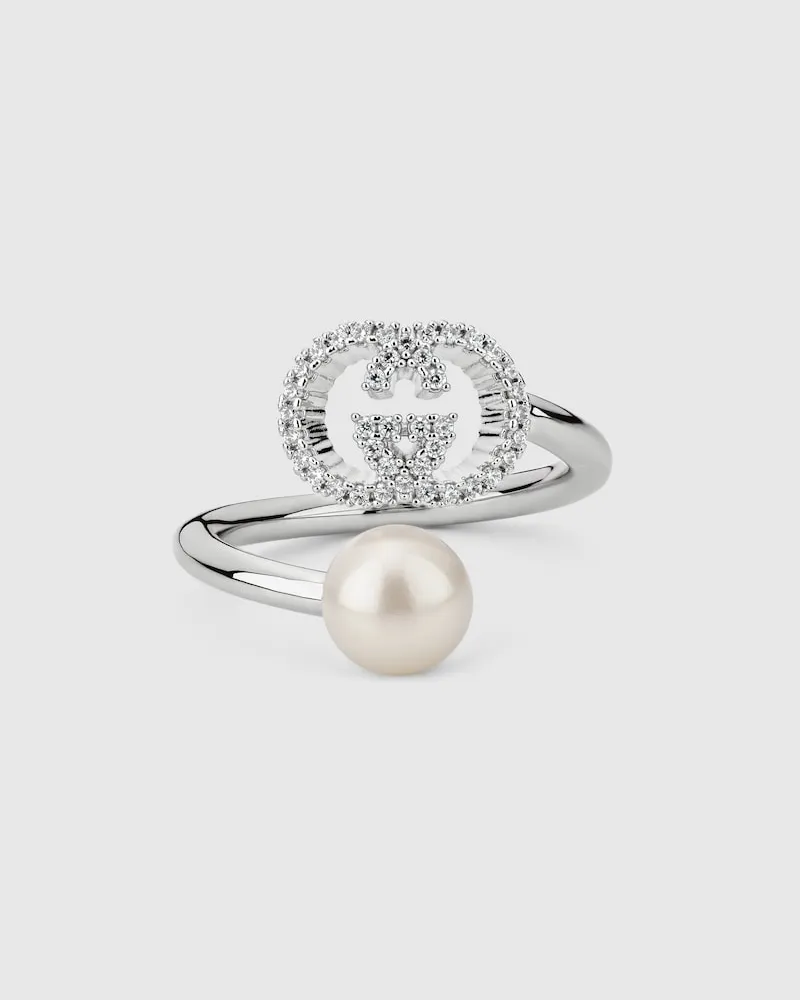Gucci Ring mit Perle Und Kristall Undefined
