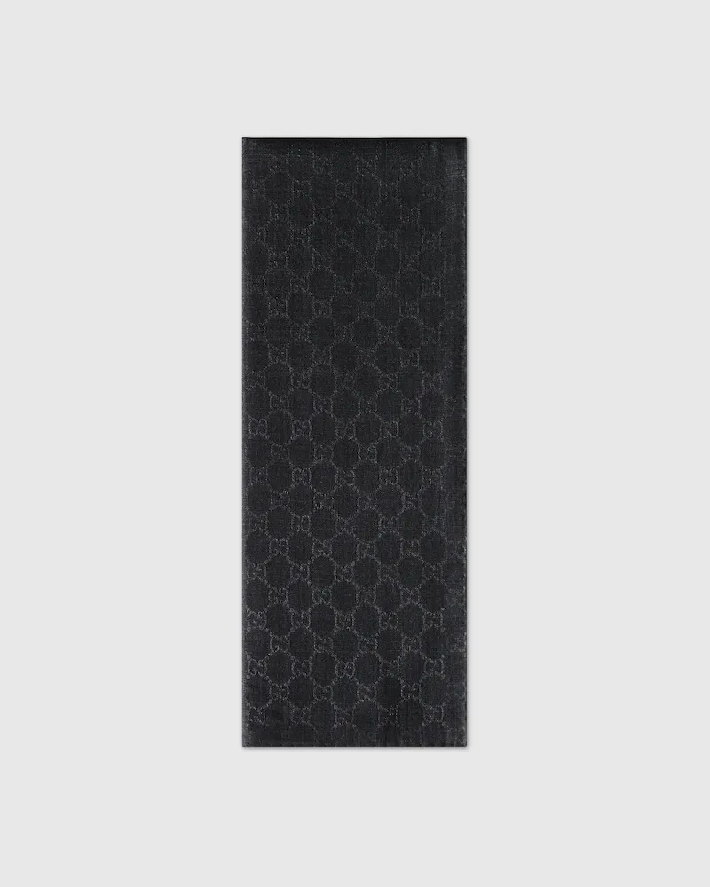 Gucci Stola aus GG Woll- Und Seidenjacquard Schwarz