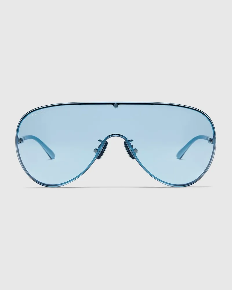 Gucci Sonnenbrille In Maskenform Blau