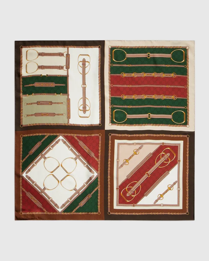 Gucci Vierecktuch aus Seidentwill-Jacquard mit Print Rot