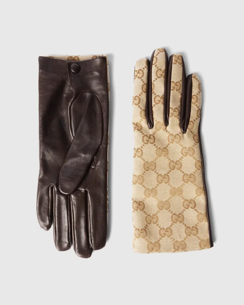 Gucci Handschuhe aus GG Canvas Beige