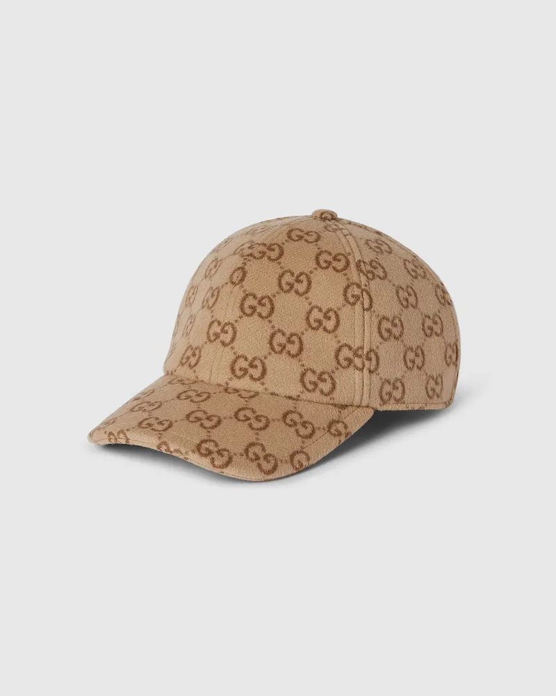 Gucci Baseballkappe aus Wolle Mit GG Motiv, Größe Braun