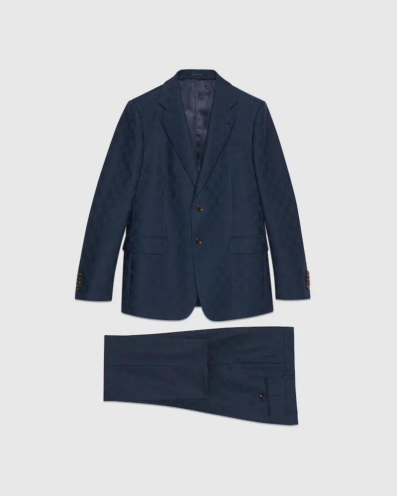 Gucci Anzug aus GG Wolle, Größe Blau