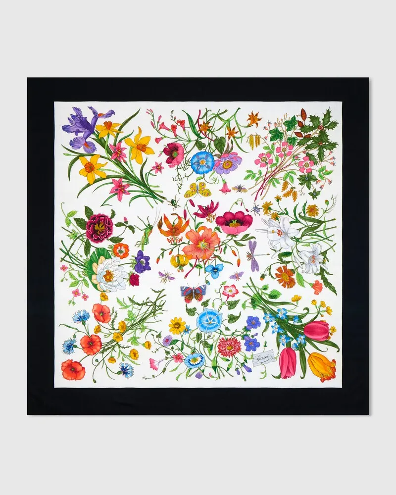 Gucci Halstuch aus Wolle Und Seide Mit Print Schwarz