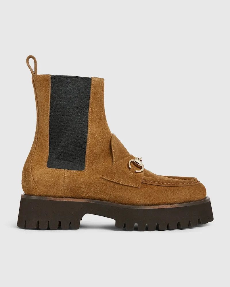 Gucci Damenstiefelette Mit Horsebit, Größe Braun