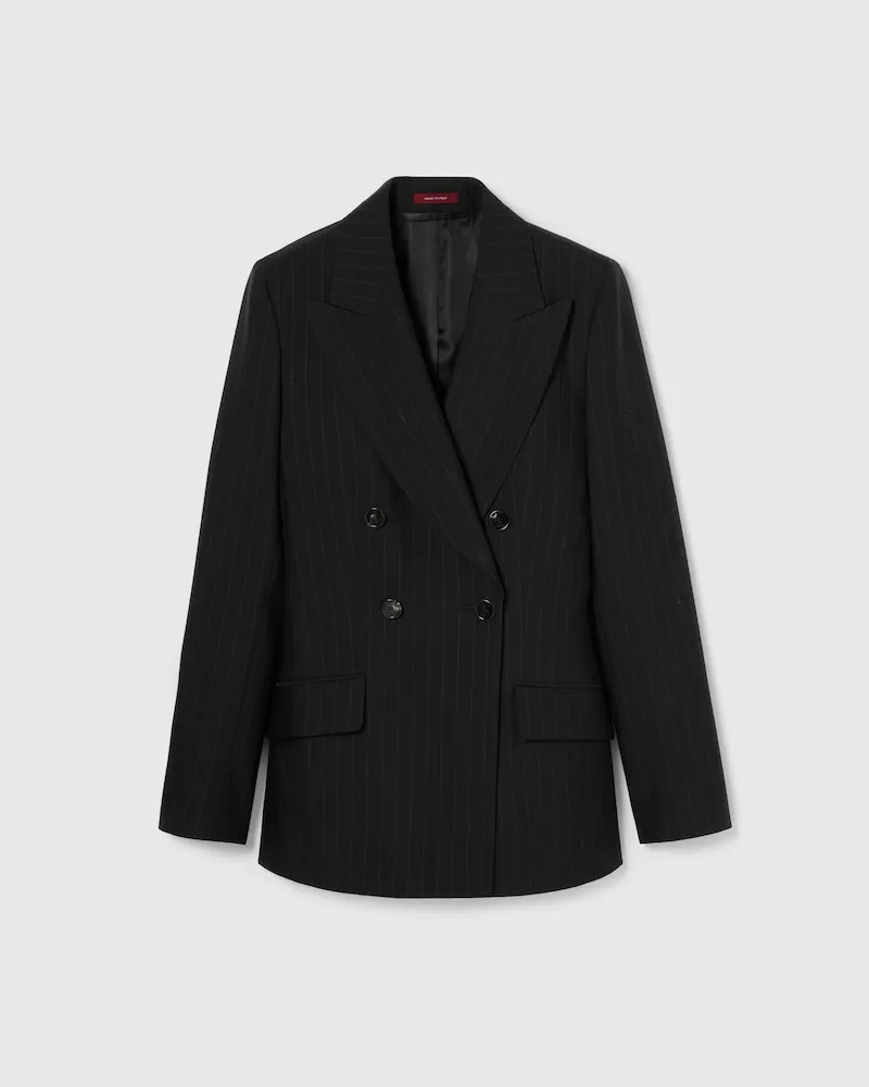 Gucci Blazer aus Wolljacquard Mit Nadelstreifen, Größe Schwarz