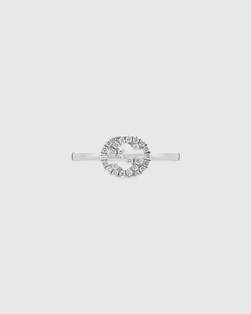 Gucci Interlocking Ring Mit Diamanten Silver