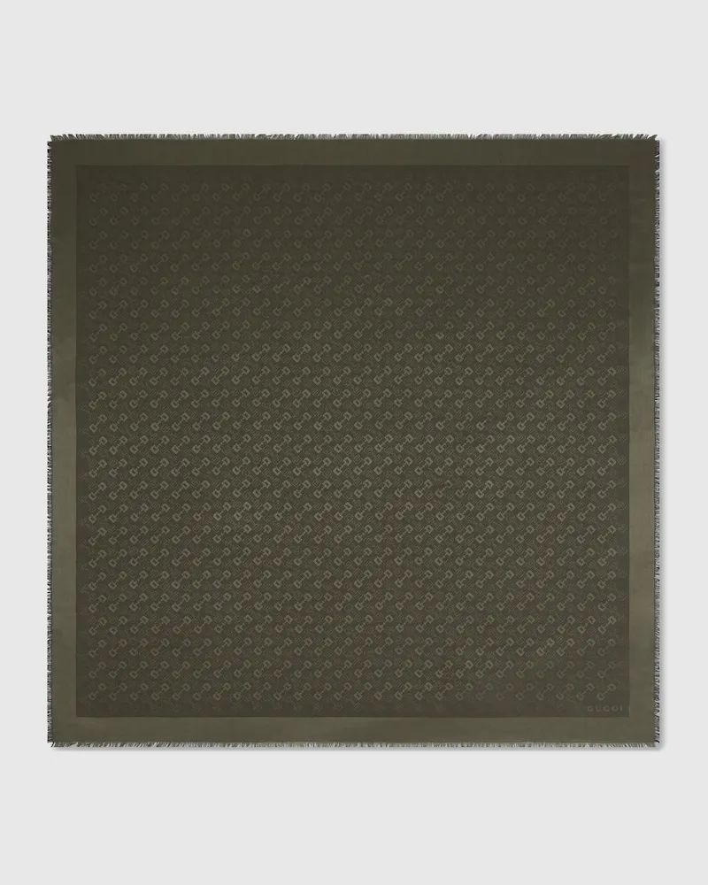 Gucci Châle En Jacquard De Laine Et Soie GG Vert