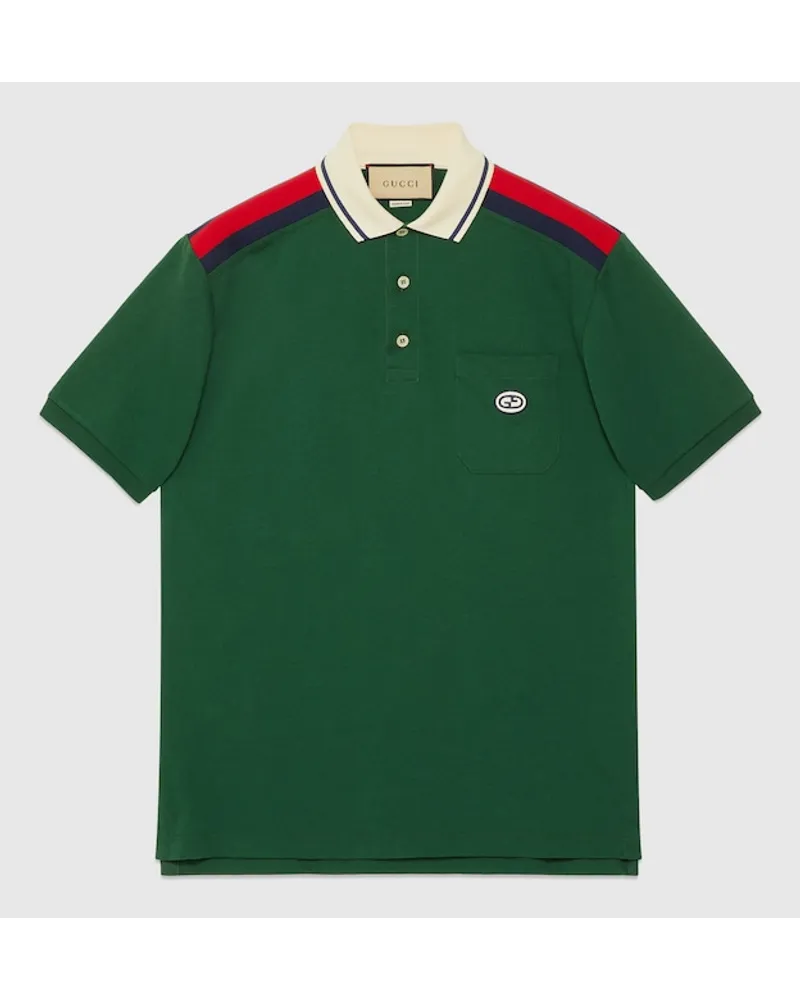 Gucci Poloshirt Aus Baumwolle Mit GG Grün