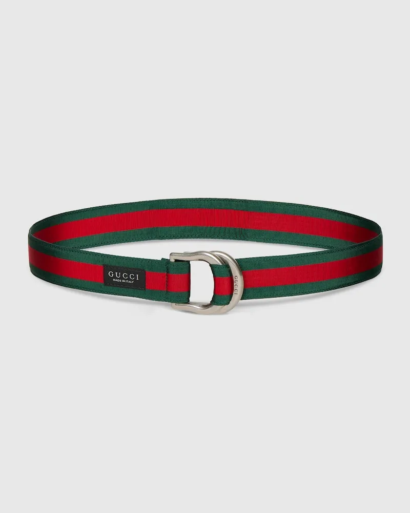 Gucci Gürtel mit Web Und D-Ring Schnalle Grün