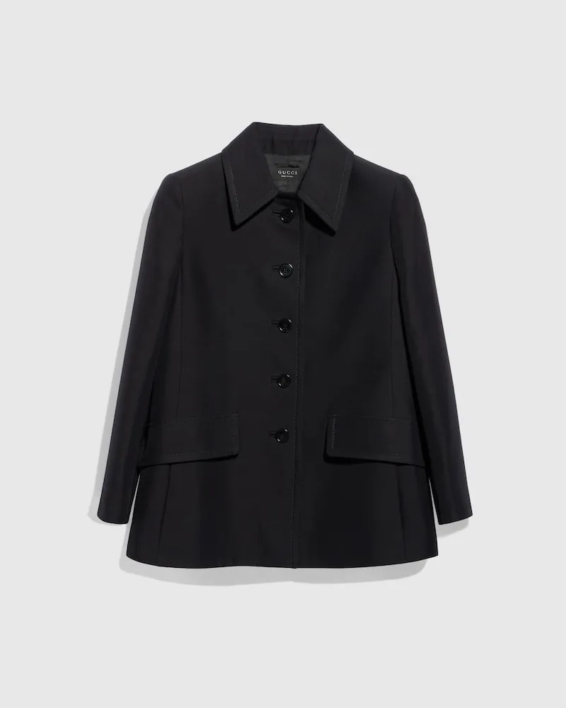 Gucci Leinenmischung Caban, Größe Schwarz