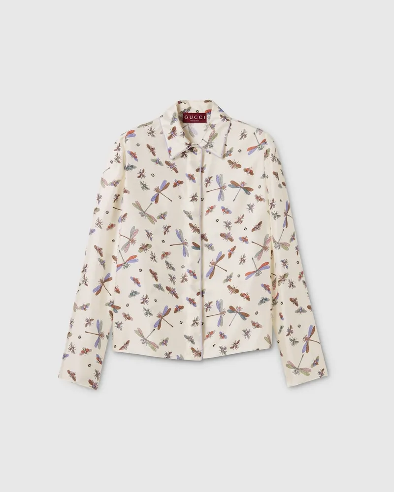 Gucci Bluse aus Seidentwill Mit Print, Größe Beige