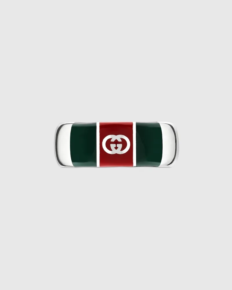 Gucci Breiter Ring mit Web-Detail Silber
