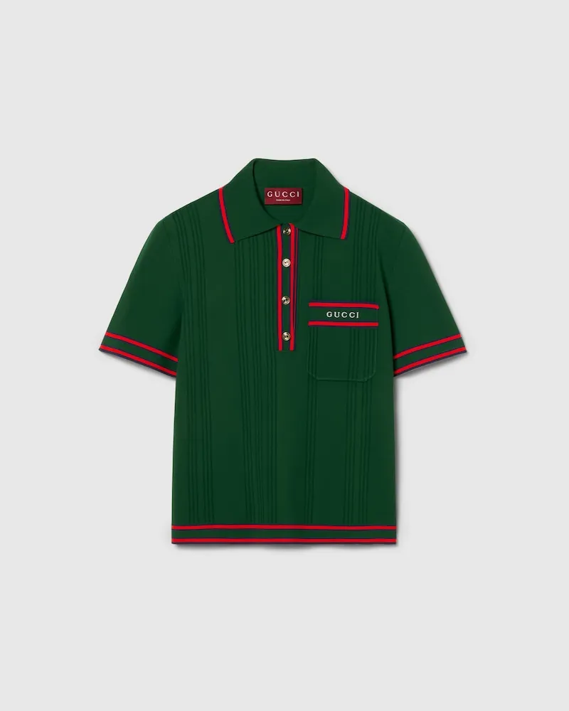 Gucci Poloshirt Mit Gestreiftem Besatz, Größe Grün