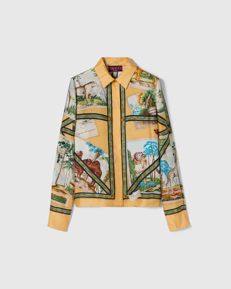 Gucci Bluse aus Seidentwill Mit Print, Größe Grün
