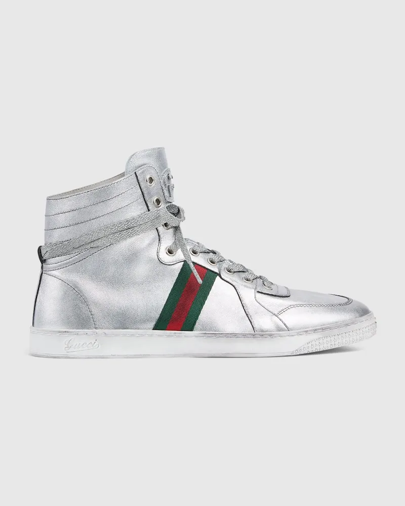 Gucci Stretch Low-Top-Herrensneaker, Größe Silver