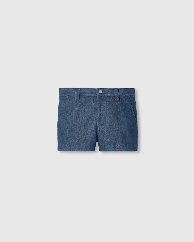 Gucci Shorts aus Denim Mit Tiefem Taillenbund Und Horsebit, Größe Blau
