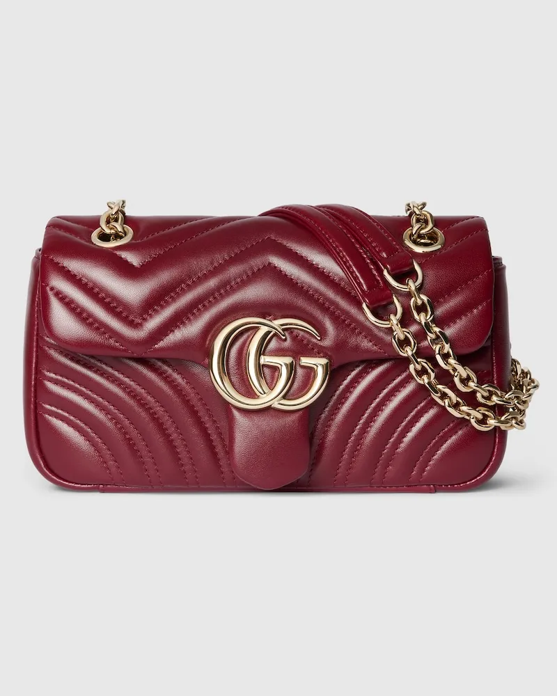 Gucci Kleine GG Marmont Schultertasche Bordeauxrot